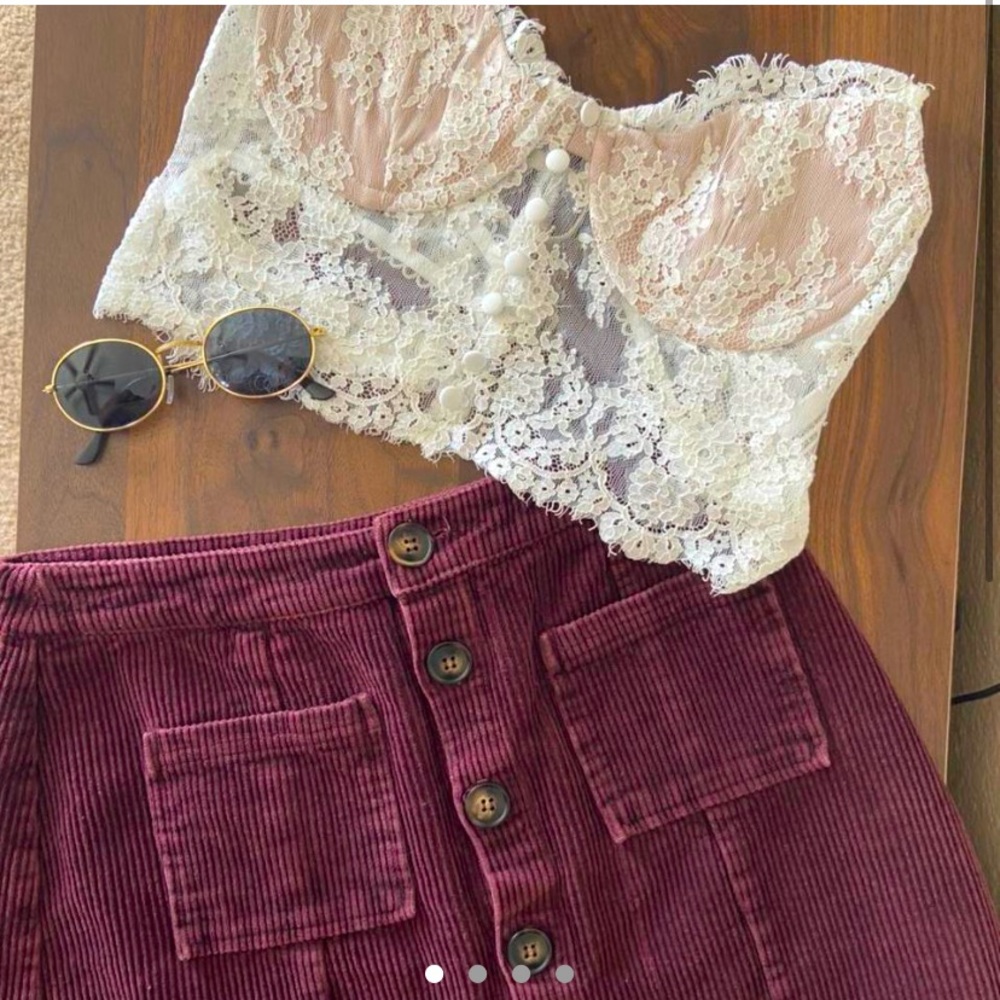 Purple Button-Up Mini Skirt